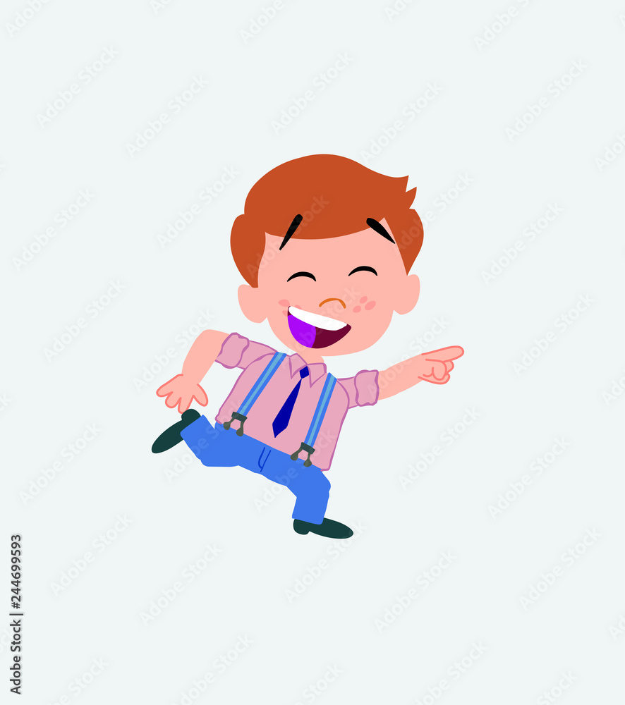 Businessman in casual style running smiling.