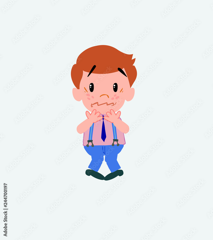Businessman in casual style shrugged in fear. Businessman in casual style shrugged in fear.