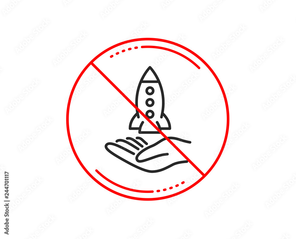 No or stop sign. Crowdfunding line icon. Launch Startup project sign. Innovation symbol. Caution prohibited ban stop symbol. No icon design. Vector No or stop sign. Crowdfunding line icon. Launch Startup project sign. Innovation symbol. Caution prohibited ban stop symbol. No icon design. Vector