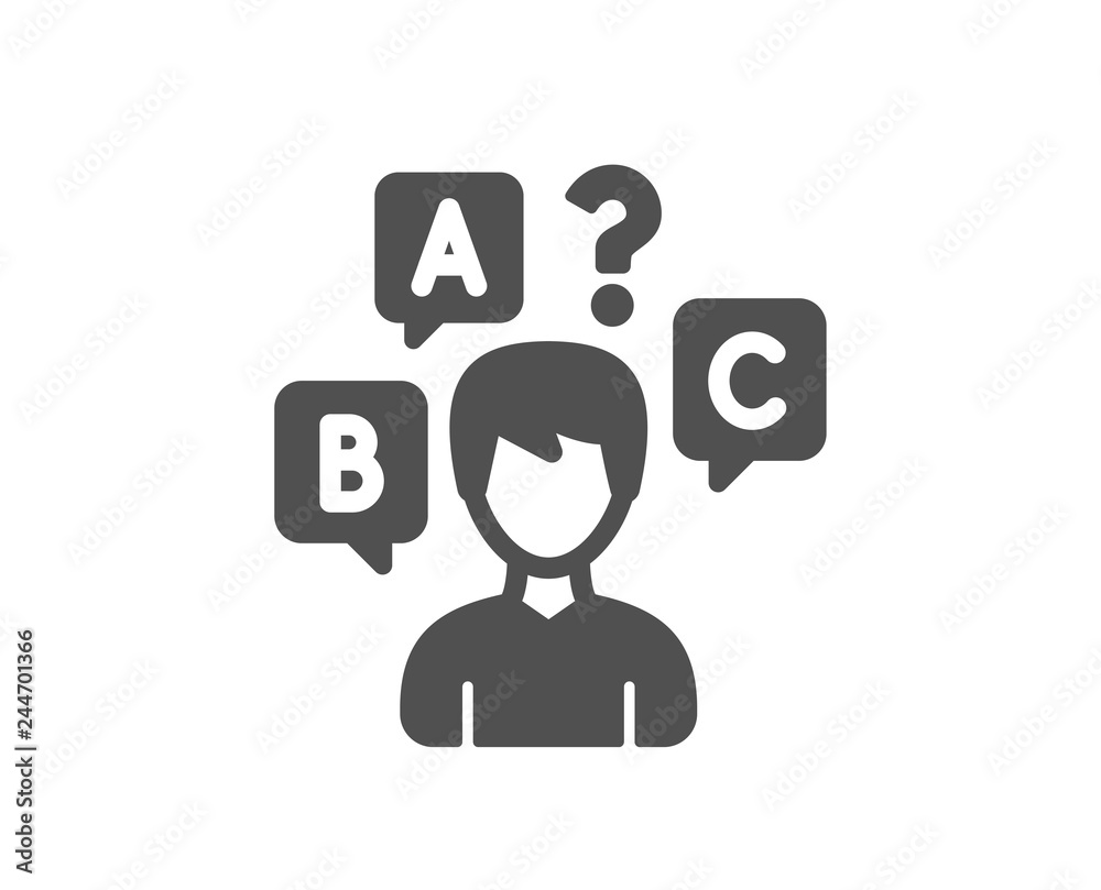 Quiz test icon. Select answer sign. Business interview symbol. Quality design element. Classic style icon. Vector Quiz test icon. Select answer sign. Business interview symbol. Quality design element. Classic style icon. Vector