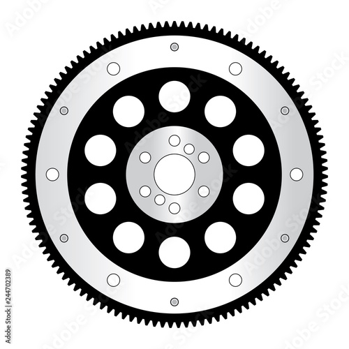 Flywheel. Vehicle parts. Vector illustration