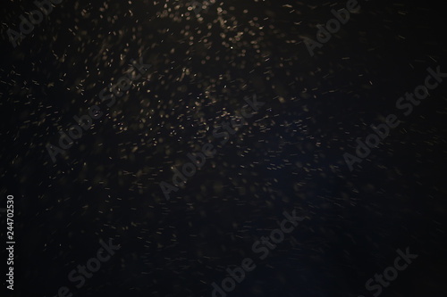 Raindrops abstract on a black background at night dark texture bokeh