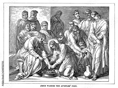 Fotografie Jesus washes the apostles feet