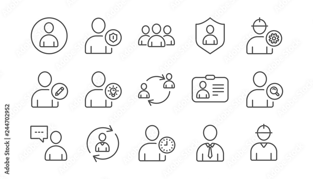 User person line icons. Profile, Group and Support. People linear icon set. Vector User person line icons. Profile, Group and Support. People linear icon set. Vector