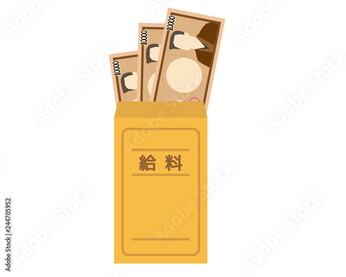 お金　お札　一万円　給料　給料袋