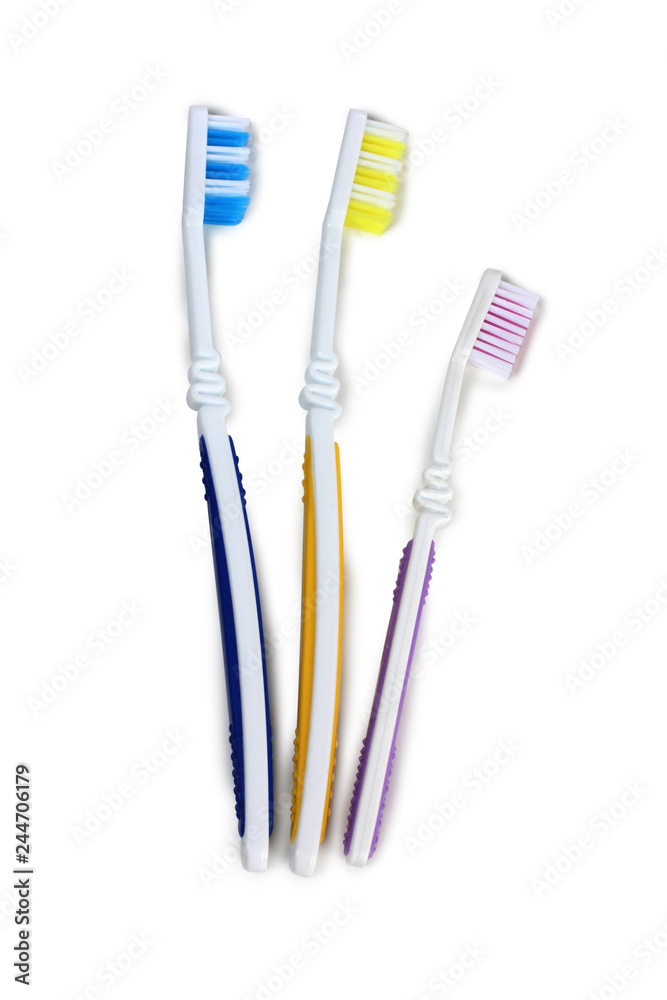 Toothbrushes and tube on white background Toothbrushes and tube on white background