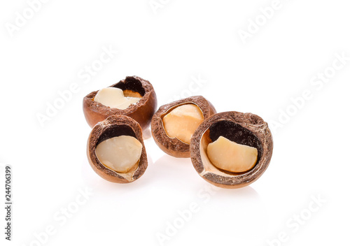 macadamia nuts isolated on white background