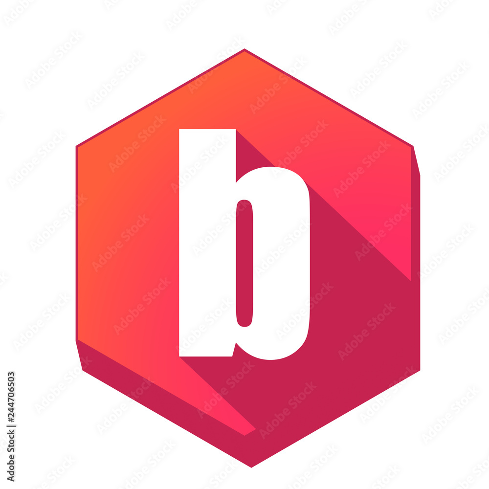 ikona z długim cieniem na tle sześcioboku