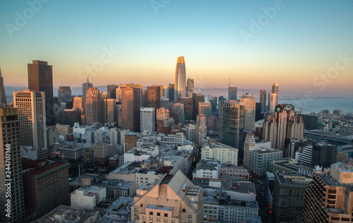 Beautiful view of business center in downtown San Francisco