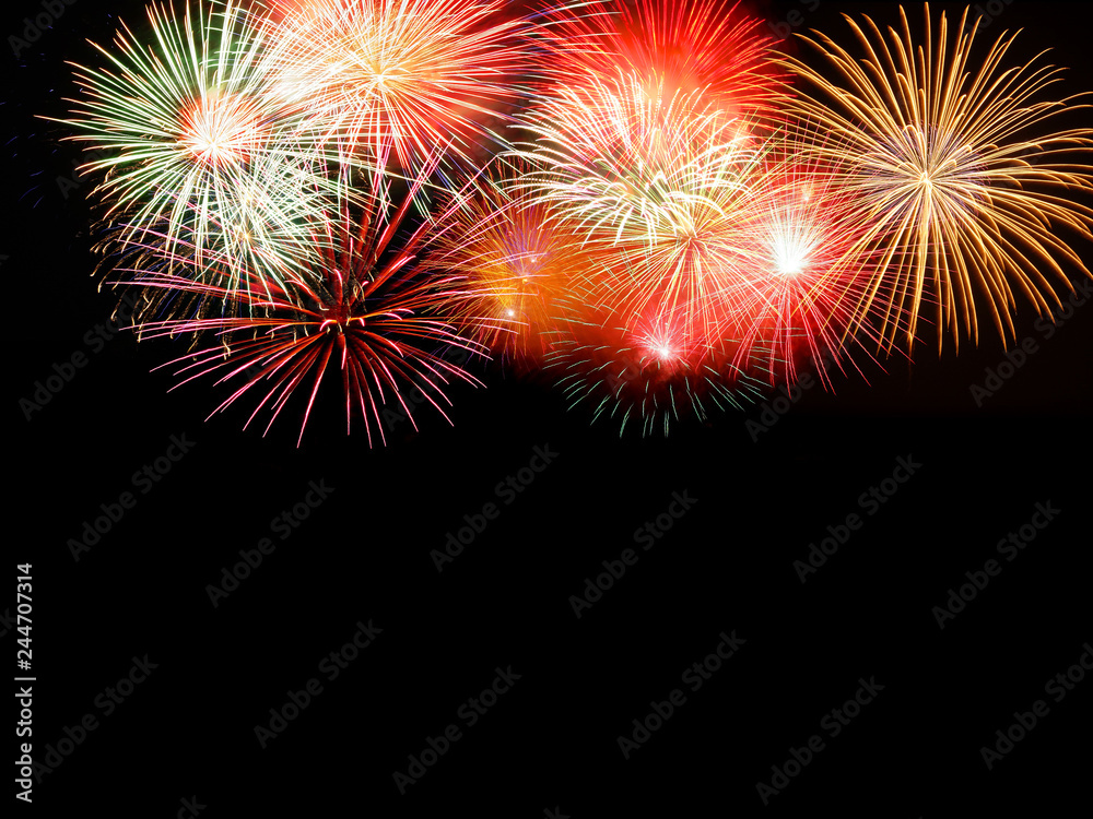 Firework lighting with black background