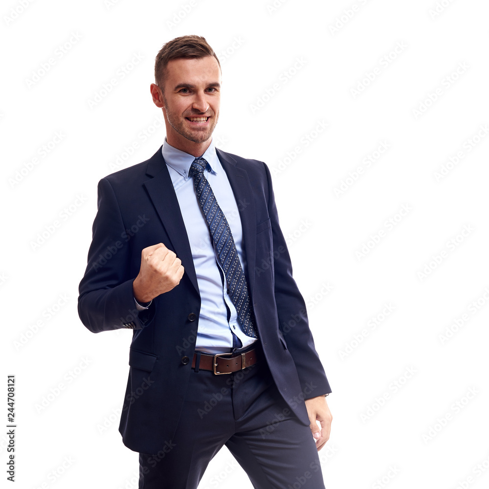 Businessman rejoicing for his success Businessman rejoicing for his success