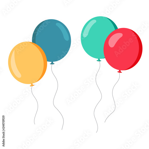 Set of colorful baloons red green yellow blue photo