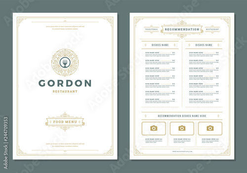 Restaurant menu design and logo vector brochure template.