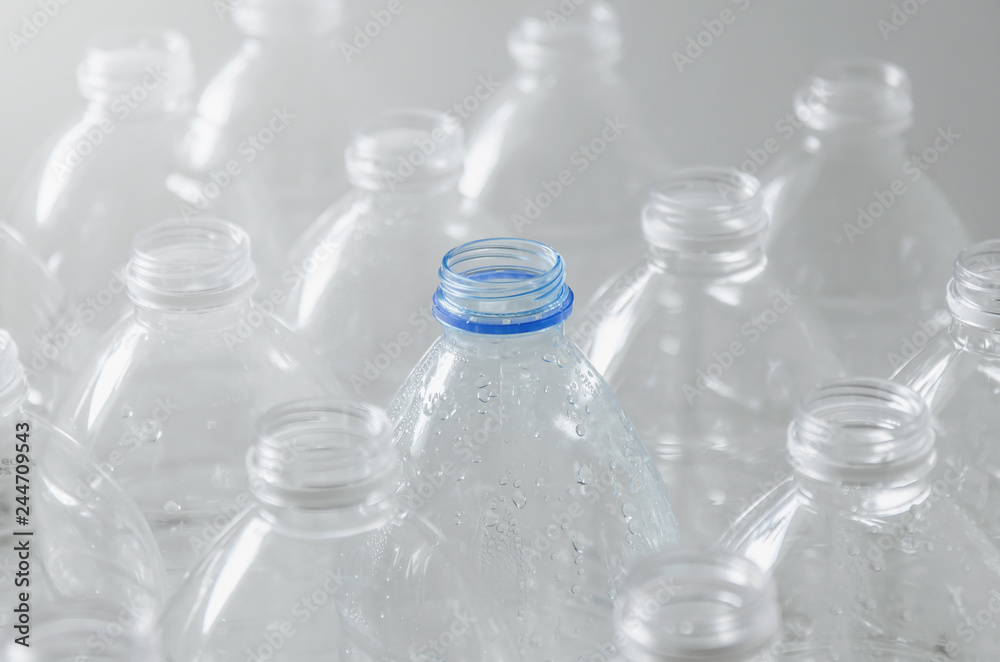 Empty bottles for recycle, Campaign to reduce the use of plastic and save world.