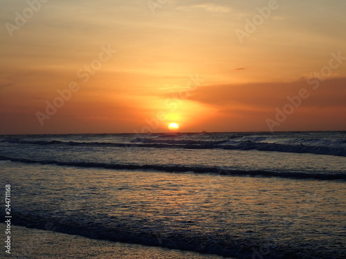 The beautiful and stunning sunset view along the seashore.
