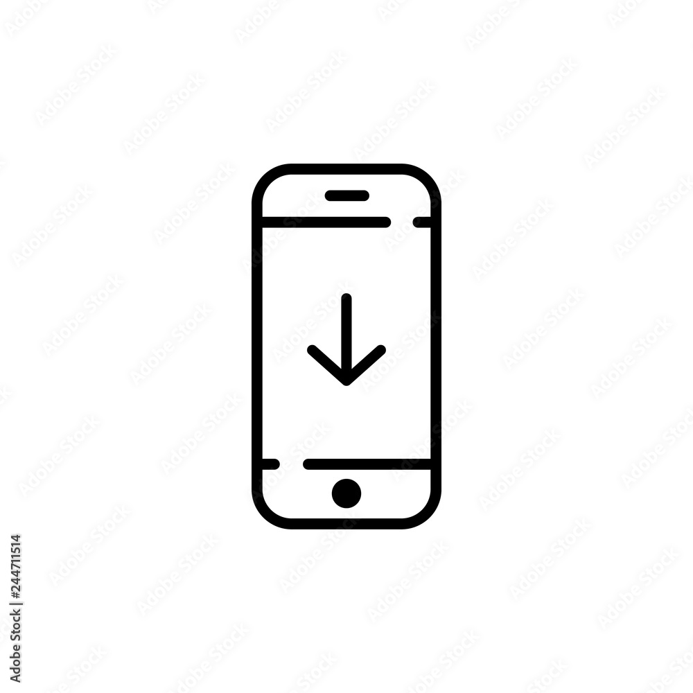 download icon on screen phone. Vector flat symbol EPS10 download icon on screen phone. Vector flat symbol EPS10
