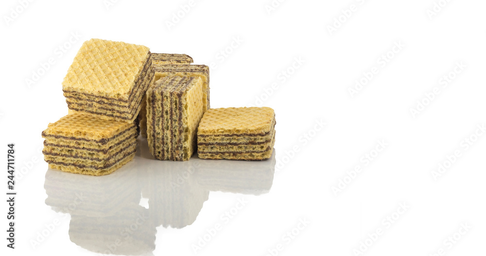 Chocolate wafer cubes with isolated white background