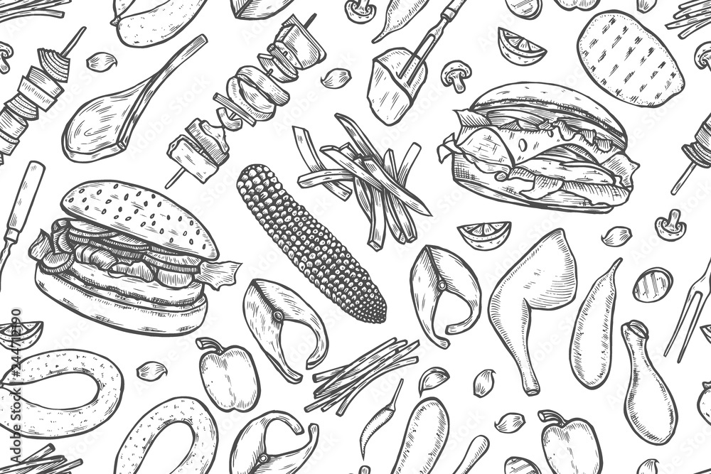 Seamless pattern barbecue grill. Seamless pattern barbecue grill.