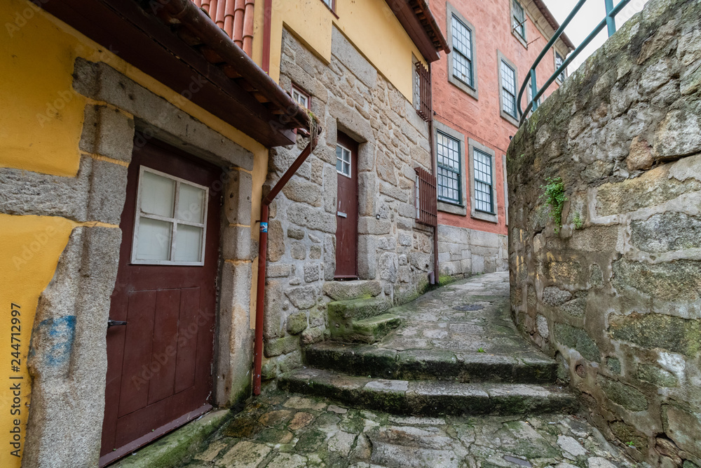 Architecture and Streets of rainy Porto, Portugal.