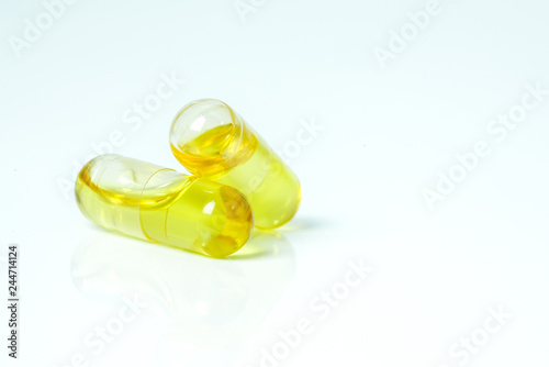 Olive capsules with medical concept.