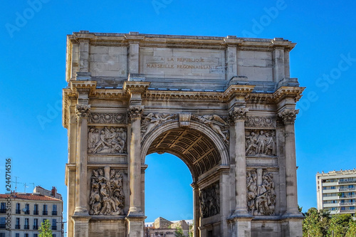 Triumphal arc Porte d'Aix or Porte Royale, Marseille, Provence, France