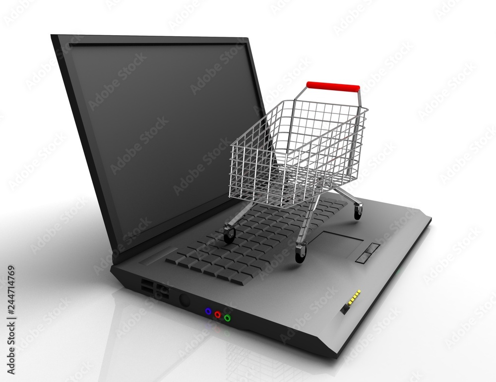 laptop and cart