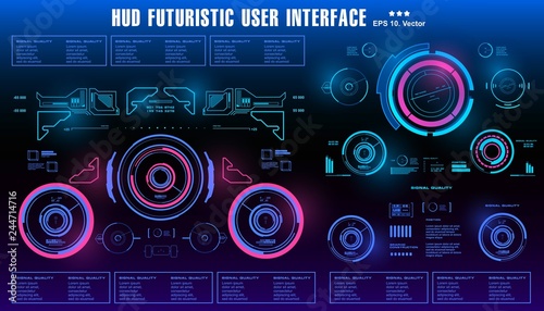 Sci-fi futuristic hud dashboard display virtual reality technology screen, target