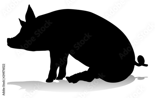 A pig silhouette farm animal graphic