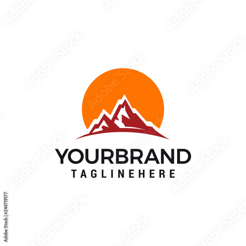 Mountain sun Logo Template vector illustration design