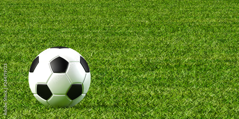 サッカーボールと芝生の3dイラスト Stock イラスト Adobe Stock