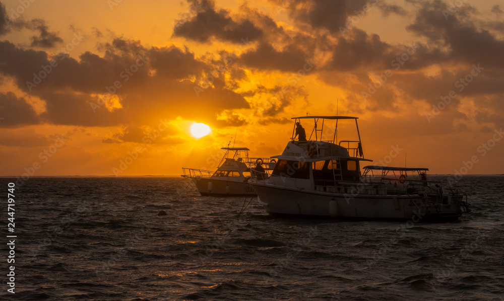 Dive boats off Grand Cayman East End