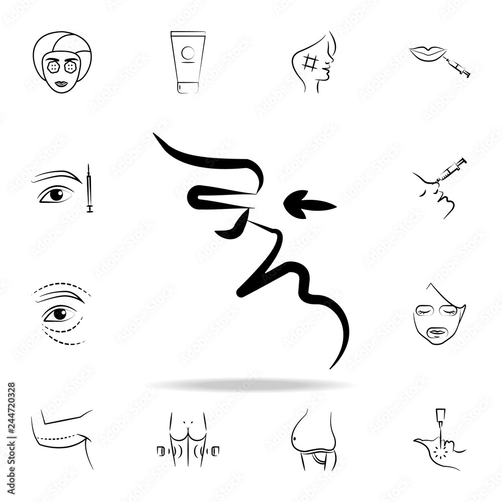 surgery on nose icon. Detailed set of anti-aging procedure icons. Premium graphic design. One of the collection icons for websites, web design, mobile app surgery on nose icon. Detailed set of anti-aging procedure icons. Premium graphic design. One of the collection icons for websites, web design, mobile app