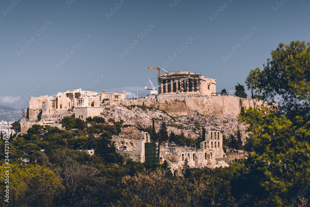 The Acropolis under the blue sky