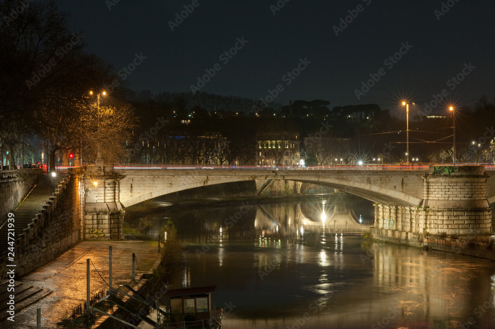 Garibaldi Bridge on the Tiber river, Rome