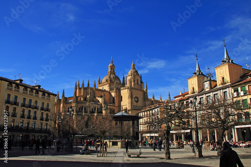 Cathedral and main square in the village of Spain