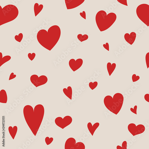 Cute seamless pattern with colorful hand drawn hearts. Valentine's Day, Mother's Day and Women's Day. Vector