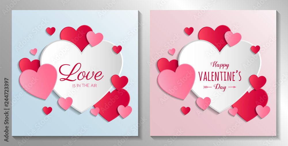 Cute Valentine's Day greeting cards - set. Vector