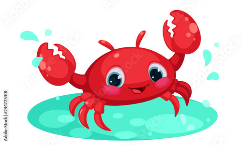 Red cute crab cartoon