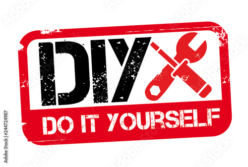 DIY (Do It Yourself) Rubber Stamp Isolated Vector Illustration