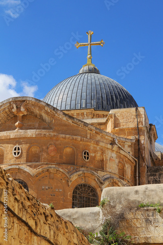 Church of the Holy Sepulchre. Via Dolorosa, 9th station of Jesus Christ. Old City of Jerusalem, Israel.