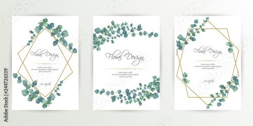 Banner on flower background. Wedding Invitation, modern card Design. Save the Date Card Templates Set with Greenery, Decorative Floral and Herbs Element. Vintage Botanical. eps 10