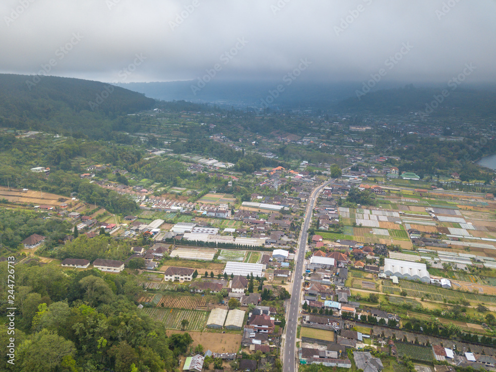 Countryside with aerial view.