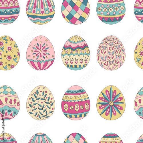 Seamless pattern of easter eggs