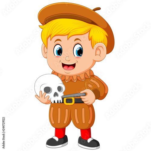 Archaeologist holding human skull