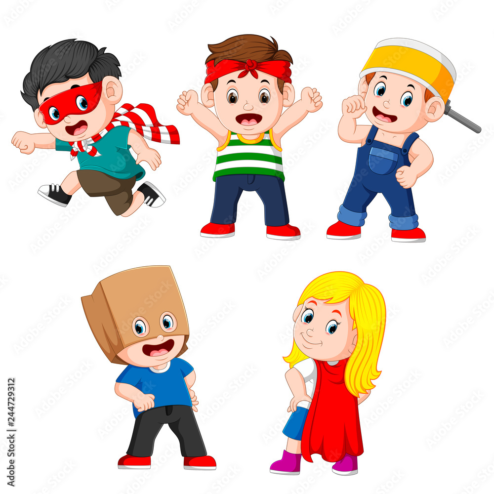 the collection of the children posing like the super heroes the collection of the children posing like the super heroes
