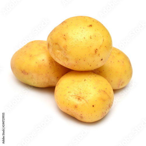 Potatoes vegetable isolated on white background. Flat lay  top view