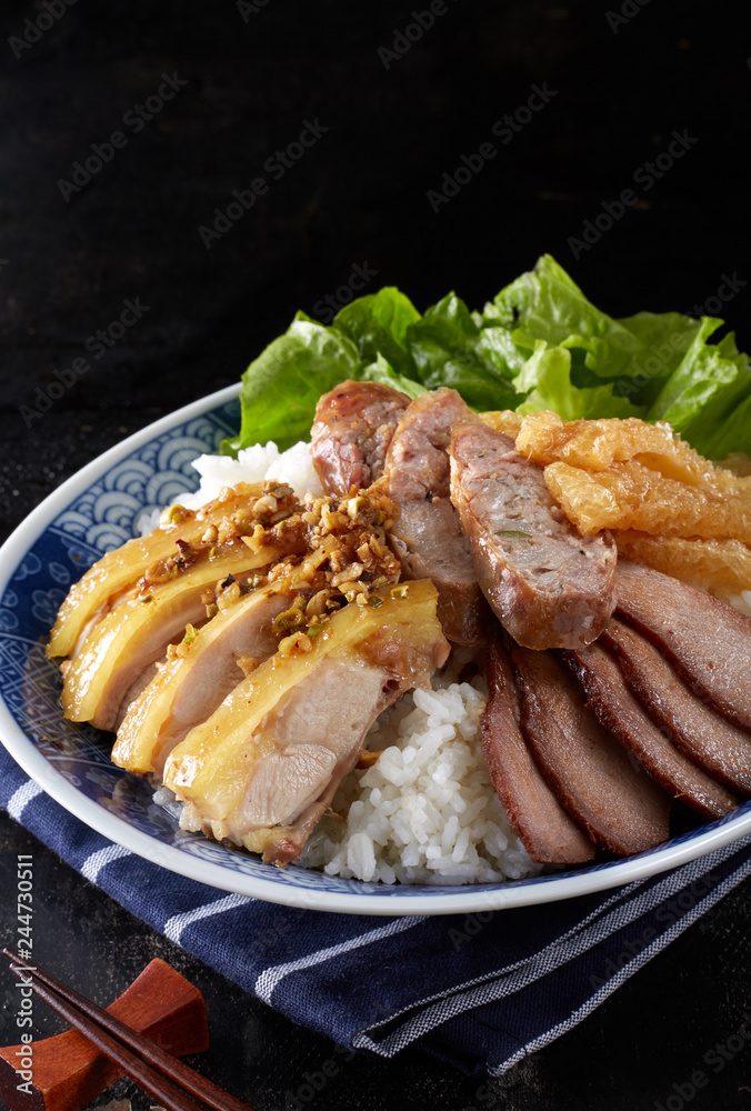 Chinese Cuisine, chicken, pork barbecued, chicken Rice Chinese Cuisine, chicken, pork barbecued, chicken Rice