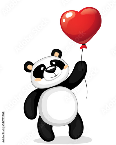 Fototapeta Naklejka Na Ścianę i Meble -  Panda with heart balloon