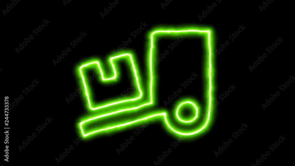 The appearance of the green neon symbol truck loading. Flicker, In - Out. Alpha channel Premultiplied - Matted with color black The appearance of the green neon symbol truck loading. Flicker, In - Out. Alpha channel Premultiplied - Matted with color black