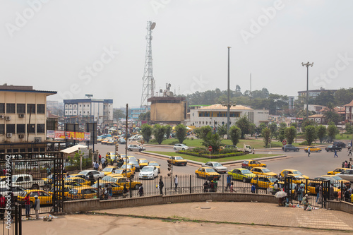 Yaoundé, Central / Cameroon - February 16 2016: View on a busy intersection in Cameroon’s capital Yaoundé. photo